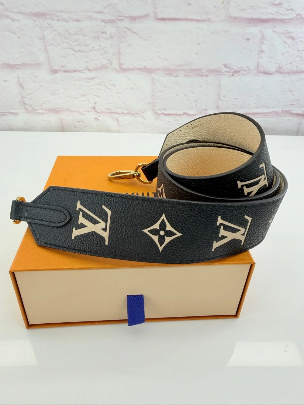 Louis Vuitton Empreinte Monogram Bandouliere Shoulder Strap Black Beige